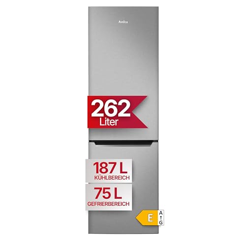 Amica Kühl Gefrierkombination freistehend 176 cm Höhe 262 l Nutzinhalt elektronische Steuerung FrostControl VitControlPlus Schublade Superkühlen und Supergefrieren - Edelstahloptik