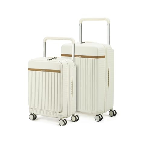 Image of THE ASSEMBLY Hard-Sided Luggage Set Of 2 Premium Polycarbonate Spinner Cabin & Check-In Trolley Bags With Wide Handle & Noise-Free Wheels,65 Cm,White
