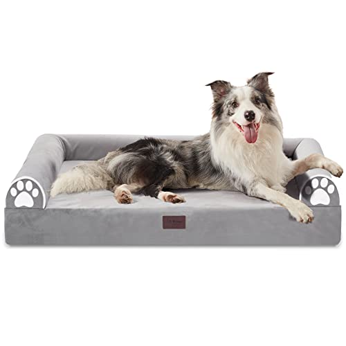 Xzomey Orthopedic Dog Beds For Large & Extra Large Dogs, Waterproof Dog Bed With Washable Cover, Dog Couch Bed With Egg Crate Foam, Waterproof Lining & Non-Slip Bottom-(42X30X7) Inch #TOP21