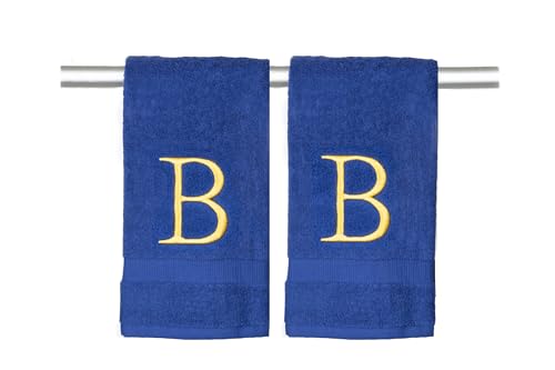 Decorvo Navy and Gold Bathroom Hand Towel - Monogrammed Luxury
