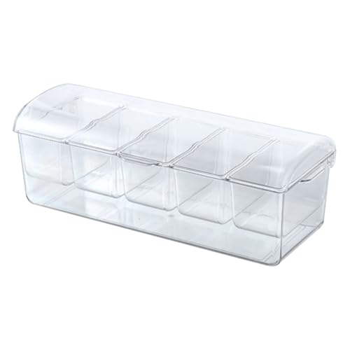 Bandeja de servicio con condena de hielo genérica - servidor de comida fría de 5 compartimentos | Bandeja de fiesta transparente para barbacoa, ensalada, rellenos, buffet exterior, mesa de comedor,
