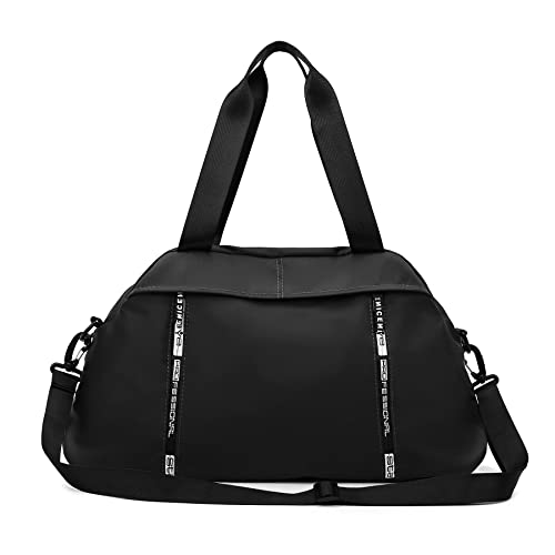 Basicpower Travel Duffel Gym Yoga Workout Tote Bag, Waterproof Overnight Weekender Bag, Dry-Wet Separated, With Yoga Mat Storage Tape,Black #TOP12