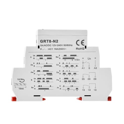 Relais temporisé multifonction rail DIN GEYA GRT8-N AC DC 12V 230V - 4