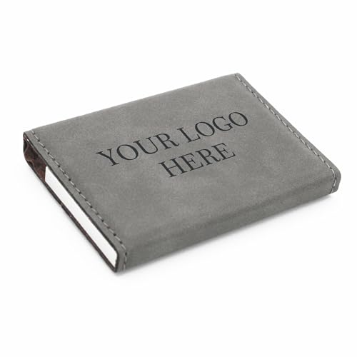 MYETCHEY Personalized Leather Business Card Holder Case, Engraved, for Men and Women (Your Logo...
