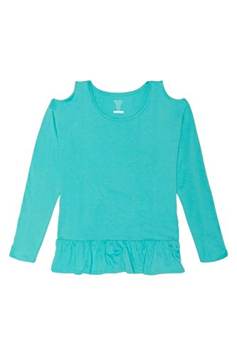 French Toast Girls' Long Sleeve Cold Shoulder Peplum Top