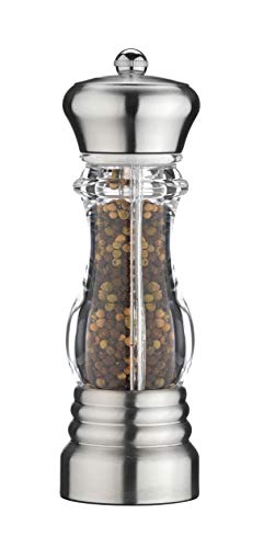 Gmill by Grunwerg Stainless Steel & Acrylic Single Pepper Mill, 17cm, Silver