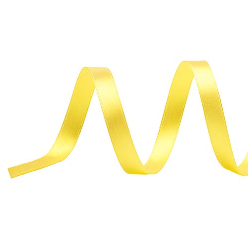 Image of Solid Color Double Faced Yellow Satin Ribbon 1 /4 inch X 50 Yards, Ribbons Perfect for Crafts, Wedding Decor, Bow Making, Sewing, Gift Package Wrapping and More