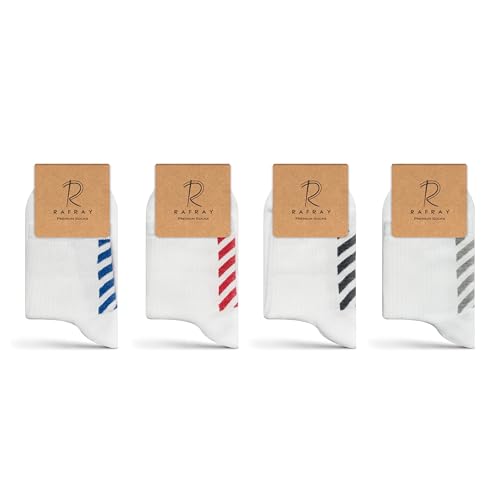 RAFRAY Athletic Sport Socks for Men & Women – Striped Design – Breathable & Comfortable – Ankle Length – Cotton – Gift Box2