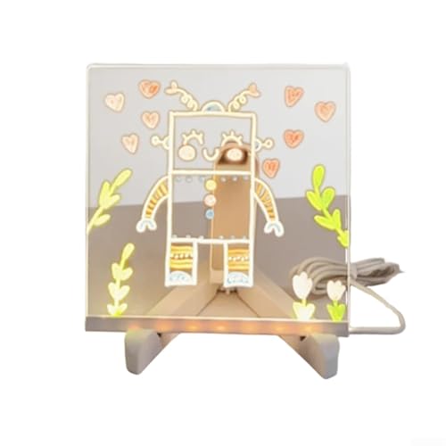 Tablero de dibujo LED DIY con acrílico para niños, lámpara creativa hecha a mano para dibujar, práctica de escritura y estudio nocturno interactivo (15 x 15 cm)