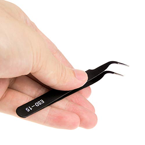 Industrial Anti-Static Stainless Steel Tweezers Personal Care Eyebrow/Eyelash Tweezers (Esd15) #TOP3