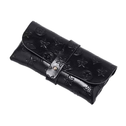 Image of Glasses storage bag Travel sunglasses myopia glasses storage bag Fashion leather storage bag (Black patterns)