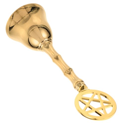 OSOLADY Campana De Mano De Altar Pentagrama De Latón Retro para Ritual Cena Divinación Decorativa y Pequeña