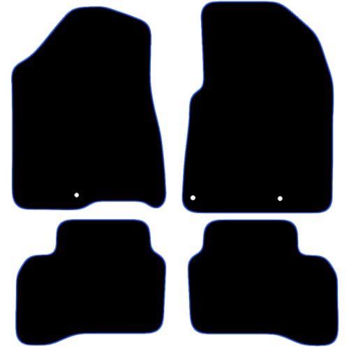 Carsio Carpet Car Mats For Kia Niro (Hybrid) 2016 To 2022 4 Piece Set Tailored Fit Floor Mat Complete Accessory Black Custom Fitted - All Weather, Anti-Slip Backing & Blue Trim
