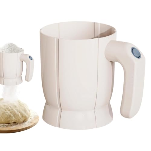 Tamiz de harina, tamiz eléctrico de harina, vaso mezclador de harina de malla fina de gran capacidad, tamiz eléctrico de mano para harina glaseado, azúcar en polvo, colador a pilas, herramienta de