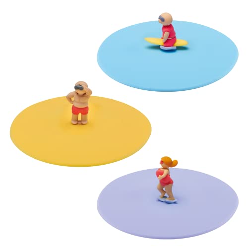 Lurch 210305 Mein Deckel Strandwache 3er Set Glasabdeckungen aus Premium-Platin-Silikon Ø10,5cm, Mittel, Bunt