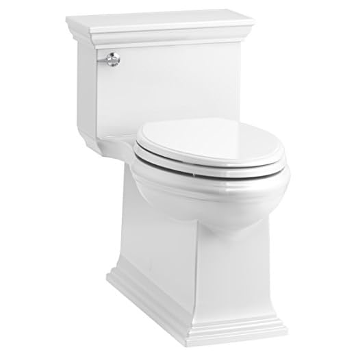 KOHLER K-6428-0 Memoirs Stately Comfort Height Skirted One-Piece Compact Elongated 1.28 GPF Toilet with AquaPiston Flush Technology and Left-Hand Trip Lever, White