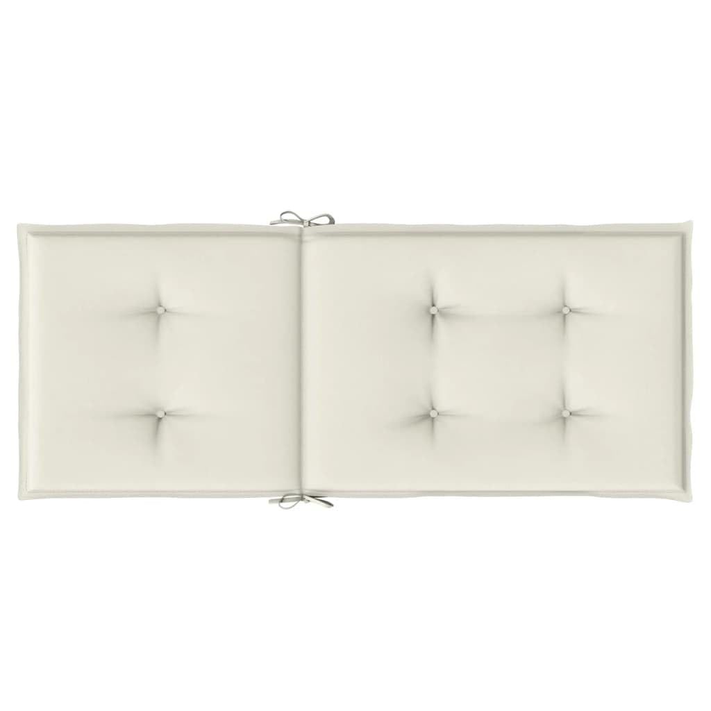 Hochlehner-Auflagen 2er-Set Creme-Meliert 120x50 cm, Polsterauflagen für Gartenstühle und Hochlehner, Weiche Stuhlkissen mit Haltebändern für Außen und Innen