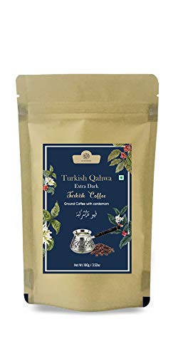 AL MASNOON Turkish Qahwa| Turkish Coffee | Extra Dark Ground Coffee With Cardamom 100G (Pack Of 1)