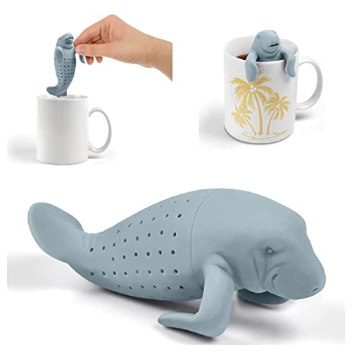 MERLHY 2-Piece Silicone Manatee Tea Infuser Loose Leaf Tea Steeper Gray