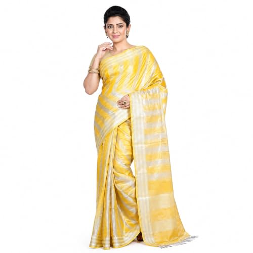 Image of HAIDER ALI AND SONS Pure Tissue Linen Saree for Women with Blouse Piece | Bhagalpuri Handloom Linen Saree | Soft Breathable Lightweight Ethnic Saree for Party, Festival, Office Wear |