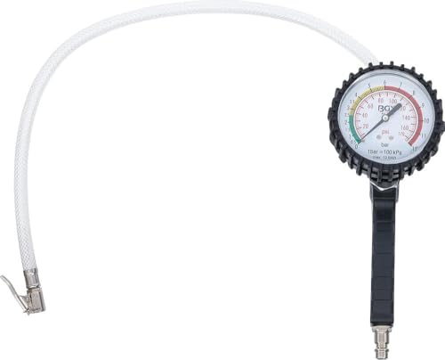 BGS Druckluft-Reifenfüll-Pistole 0-12 bar Luftdruckprüfer PSI Reifendruckprüfer Druckluft Reifenfüllpistole Druckluftpistole Reifendruckmessgerät 3242 Druckluftreifenfüllpistole Reifenfüller Manometer