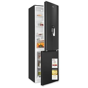 Exquisit Kühl-Gefrierkombination schwarz mit Wasserspender | 313 l, 185 cm, Energieklasse C, 149 kWh, 40 dB, 4-Sterne-Gefrierfach, Schnellgefrieren, LED, 185, 8 cm