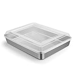 P&P CHEF Small Baking Pan with Lid, 9.4 Inch Stainless Steel Toaster Oven Pan, Mini Deep Baking...