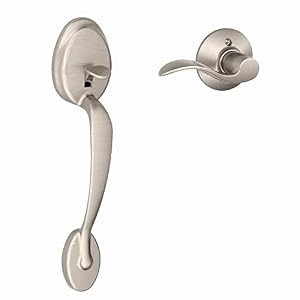 Image of SCHLAGE Plymouth Front Entry Handle Accent Right-Handed Interior Lever (Satin Nickel) FE285 PLY 619 ACC RH