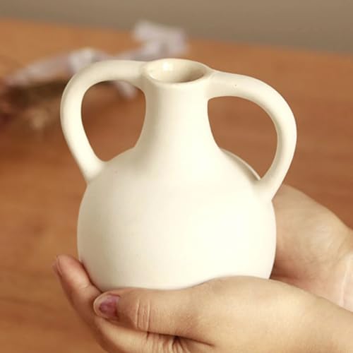 Image of Bliss Hohm Jini Vase White Round, Vase for Home Decor, Flower Vases for Living Room, Office Decor, Decoration Items, Wall Tabletop showpieces, Small Desk Decorative Items (White Jini)