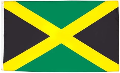 Az Flag - Jamaica Flag - 90 x 60 cm - 100% Polyester Jamaican Flag with Integrated Metal Eyelets - Flag 50g - Bright Colours