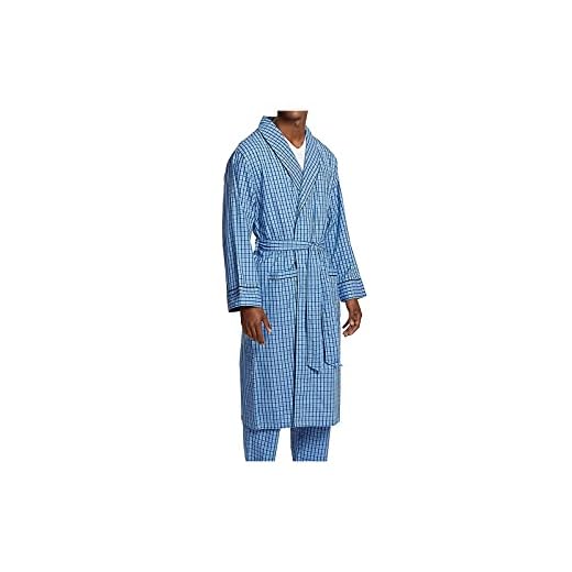 Nautica Men's Long Sleeve Lightweight Cotton Woven Robe,French Blue,Large/X-Large