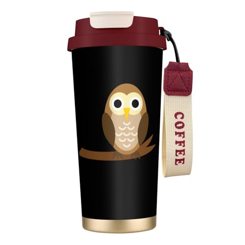 タンブラー 木に止まるフクロウ マグボトル コーヒーカップ 水筒 保温 保冷 ウォーターボトル 蓋付き ストロー付き 直飲み おしゃれ プレゼント