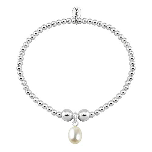 Trink Pulsera de cuentas de plata de ley con perlas, talla única, Plata de ley, Perla