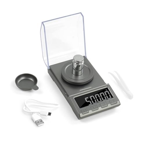 Báscula de cocina Báscula Digital de precisión de 50g/100g/200g, balanza electrónica de joyería de equilibrio de 0,001g, fuente de alimentación USB, báscula médica Utensilios de cocina (Color : Grey-