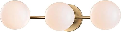 Hudson Valley Lighting 4743-AGB Fleming Soporte de baño LED de 3 luces - 20.75 pulgadas de ancho por 5 pulgadas de alto, color acabado latón