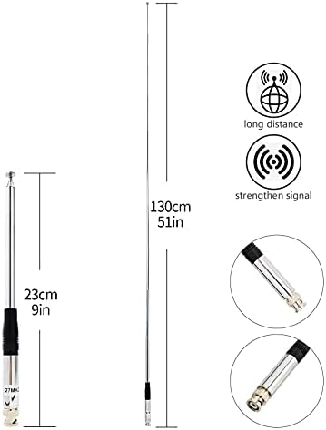 HYS 27MHz CB Walkie Talkie Antenna BNC High Gain Aerial Compatible with Uniden Cobra Midland Anytone CB Handheld Portable Radio
