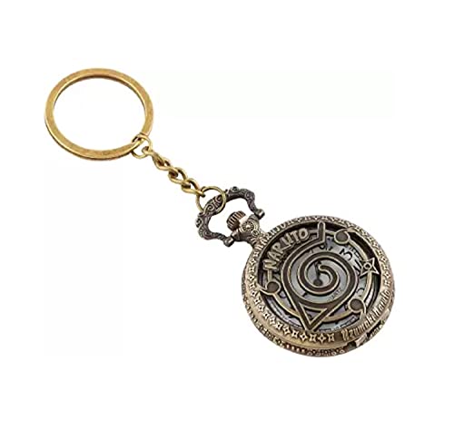 Image of AUGEN Premium Pocket Watch Metal Keychain Japanese Anime Naruto Retro Vintage for Gifting With Key Ring Anti-Rust (Pack Of 1)