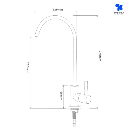 Image of AMPEREUS RO Faucet for Water Purifier, Premium Black Finish RO Tap Extender with Smooth Water Flow Control, Durable Tap for Kitchen Use, Leakproof Design