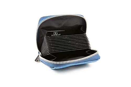 Women's Wallet RFID Cash Card Coin Accordion Clutch with Wristlet Blue Denim4