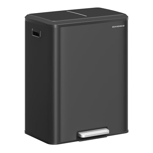 SONGMICS Poubelle de Cuisine, 2 x 30 L Poubelle Double pour le Recyclage et les Déchets Ménagers,...