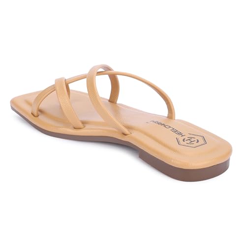 Image of Women's Strappy Slide Sandals, Square Toe, Casual Flat Slippers TPU Sole Comfortable Slip-On Flats for Casual & Dressy Looks