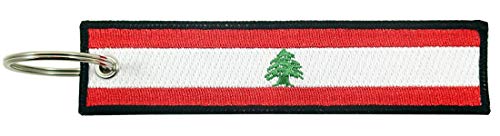 Luso Aviation Lebanon Flag Key Chain, 100% Embroidered
