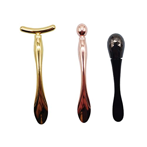 Beatifufu T-shape Eye Massager Stick Zinc Alloy Beauty Spoon for Makeup and Spa Random Color