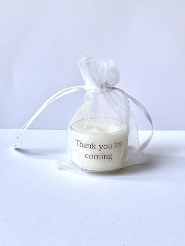 10x Tealight Candle in Organza Bag with 'Thank You for Coming' Message, Wedding/Party Favour (Thank you for coming)