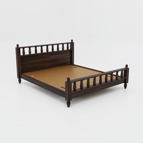 Image of Solid Sheesham Wood Poster King Size Poster Honeymoon Bed Without Storage with Designer Piller and Cane Crafting