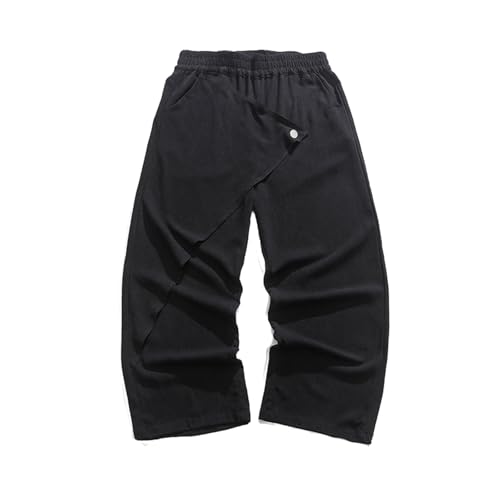 GUOYUXIAO Men's Pants Spring Summer Cotton Linen Casual Pants Retro Large Size Wide-Legged Trouser