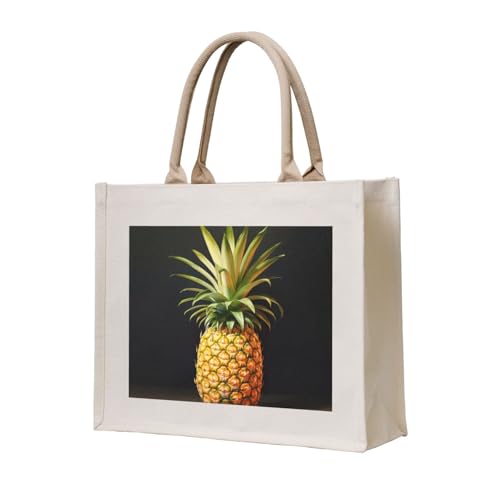 Sac fourre-tout imprimé ananas en toile supérieure pour femme