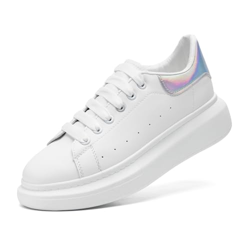 COVS Platform White Sneakers for Women, Women's Fashion Sneakers, Leather Sneakers for Women Unisex Height Increase Shoes