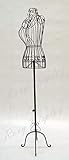 Female Metal Wire Dress Form (Black) - Adjustable Height Wire Frame Dress Form Display Stand - Antique Metal Base (XY2302B-TY)
