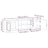 GeenYuu Szafka pod telewizor o wysokim połysku, biała, materiał drewnopochodny, 150 x 31 x 47 cm, z regałem i drzwiami wahadłowymi 90°, do salonu, mebli multimedialnych, miejsca do przechowywania i